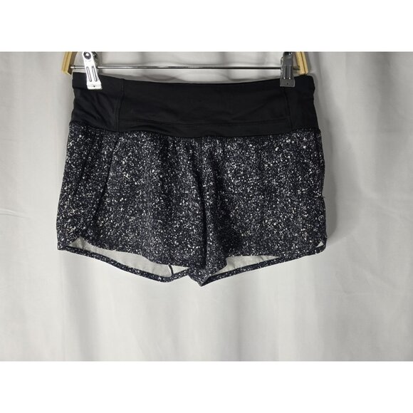 LULULEMON Run Times Short 4” WOMENS SZ 4 Mini Splatter White Black MEDIUM RISE - Picture 3 of 9